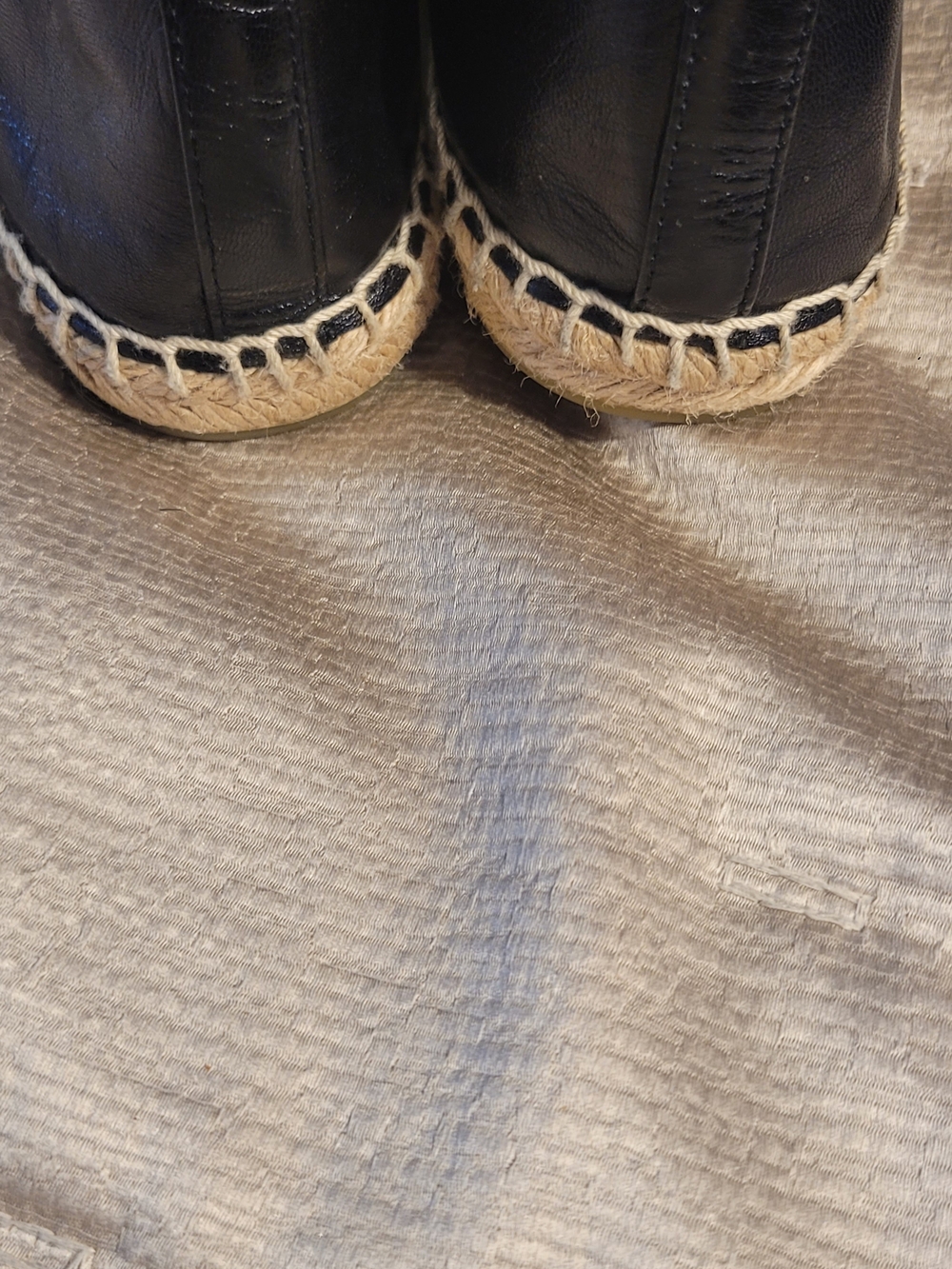 Tory Burch Black Leather Espadrille Flats with Gold Logo - Picture 9 of 13